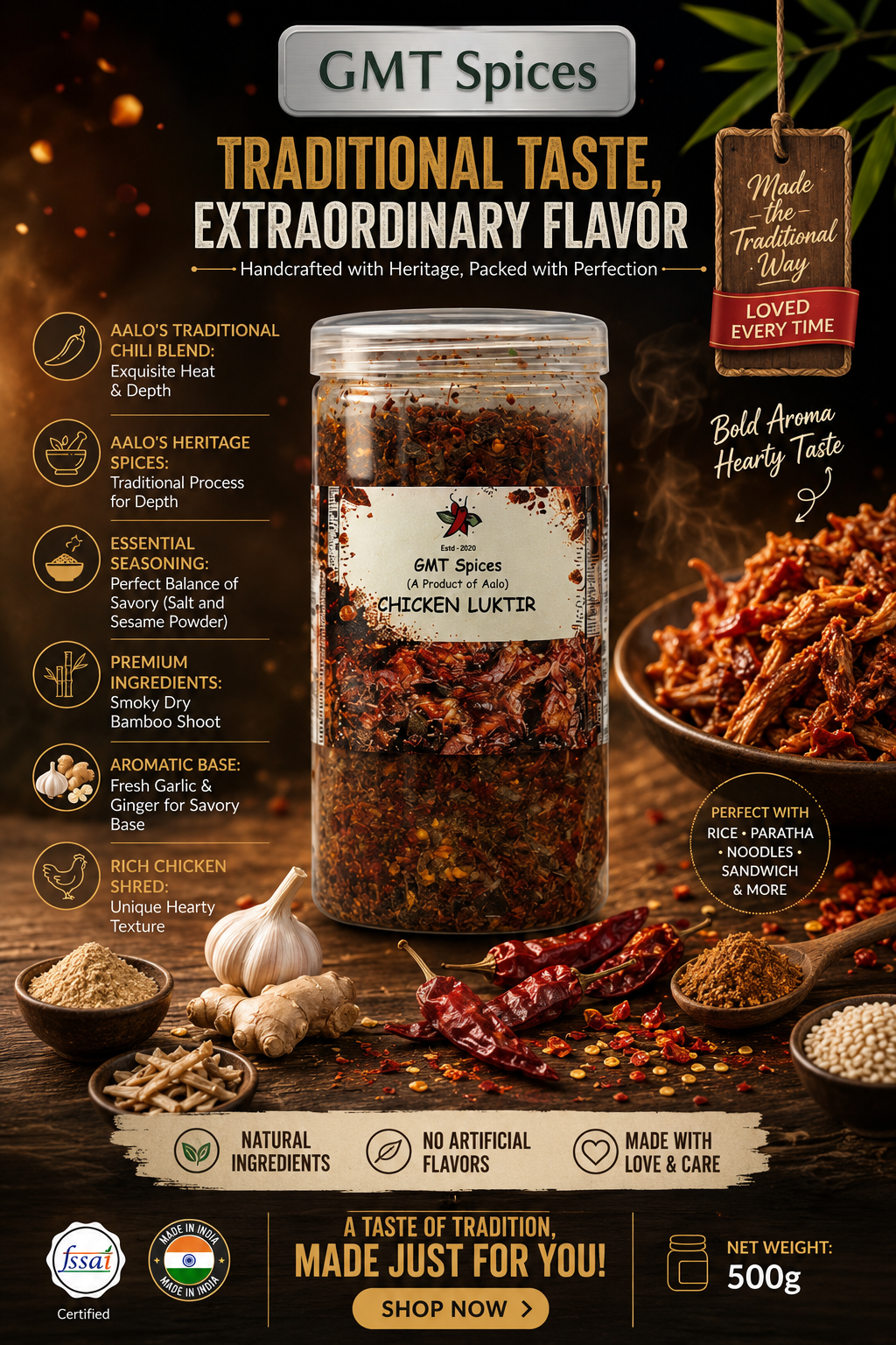 GMT spices Chicken Luktir 1kg Container.